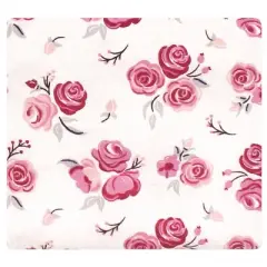 Hudson Baby Infant Girl Cotton Flannel Receiving Blankets Bundle, Cream Rose, One Size