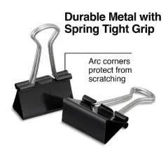 Staples Metal Binder Clips Black Assorted Capacities 15339