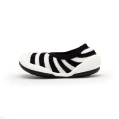 Komuello Baby Girl First Walk Sock Shoes Flat Style - Black White Stripe