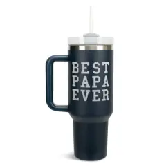 Elanze Designs Best Papa Ever Dad Grandpa Family 40 oz. Stainless Steel, Large Water Bottle Coffee Mug, Spill & Leak Resistant, Thermal Travel Tumbler