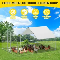 Chicken Coop, Heavy Duty Chicken Coop - 9.8&iexcl;&Aacute;13.1&iexcl;&Aacute;6.6FT Large Metal Poultry Cage with Waterproof UV Cover for Backyard Farm
