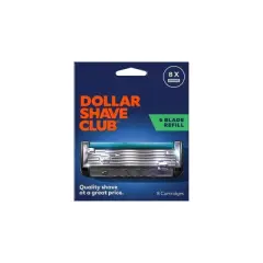 Dollar Shave Club 6-Blade Razor Refill - Compatible with 4 and 6 Blade Handles - 8ct