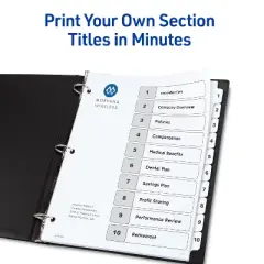 Avery Dividers for 3 Ring Binders, 10 Tabs per Set, Customizable Table of Contents, Classic White Tabs (3 Sets of 11077)