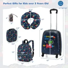 Infans 5 PCS Kids Luggage Set w/ Backpack Neck Pillow Luggage Tag Lunch Bag Wheels
