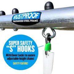 XDP Recreation Aqua Play Outdoor Park with Super Disc Swing, Water Wave Slide, Adjustable Non-Slip Swing Seat, and Padded Frame Legs, Silver/Blue