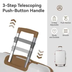 NAYSAYE Luggage PP Hardshell 3 Piece Spinner Set with TSA Lock and Ergonomic Handles for Travel, Brown and White, 20.47"*11.22"*29.33"