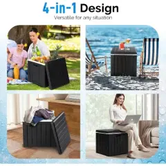 VINGLI 10 Gallon Outdoor Deck Box, Outdoor Patio Deck Box with Built-in Handles, All-Weather Square Storage Container for Garden, Poolside & Balcony