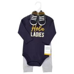 Hudson Baby Infant Boy Cotton Bodysuit, Pant and Shoe Set, Hola Ladies Long Sleeve