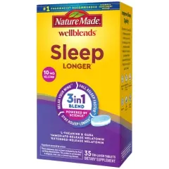 Nature Made Wellblends Sleep Longer , Melatonin 10mg, L-Theanine 100mg and GABA 100mg Tablets - 35ct