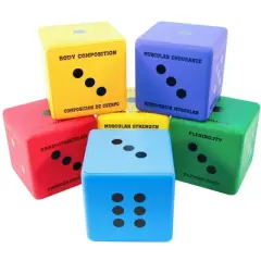 Sportime Five Components of Fitness Dice, Assorted Colors, Set of 6