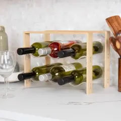 Mind Reader Modern Collection 6 Bottle Bamboo and Acrylic Wine Rack - Brown