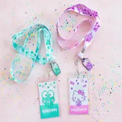 Surreal Entertainment Sanrio Hello Kitty and Keroppi Boba Tea Lanyards With Badge Holders | Set of 2