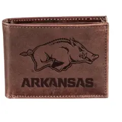 Evergreen University of Arkansas Crazy Horse Collection Bi-Fold Wallet