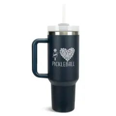 Elanze Designs I Love Pickleball Heart Sports 40 oz. Stainless Steel, Large Water Bottle Coffee Mug, Spill & Leak Resistant, Thermal Travel Tumbler