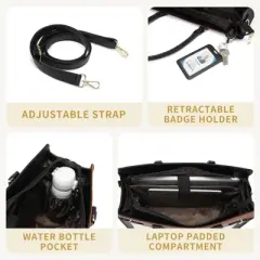 3pc Sets Laptop Tote Bag for Women 15 Inch Work Bag Business Computer Briefcase Waterproof Leather Laptop