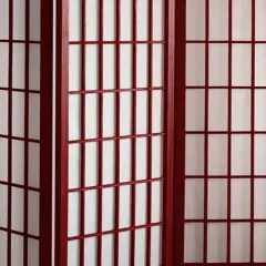 5 ft. Tall Window Pane Shoji Screen - Rosewood (3 Panels)