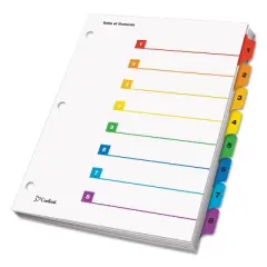 Cardinal Traditional OneStep Index System 8-Tab 1-8 Letter Multicolor 1 Set 60818