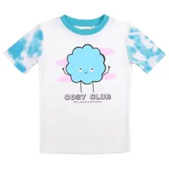 Cozy Club Youth Girls Blue & White Wash Short Sleeve Shirt & Sleep Pants Set