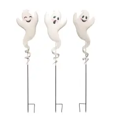 Transpac Metal Silly Ghost Yard Stake Set of 3 Halloween Home Decorations Decorative Garden Stakes Iron