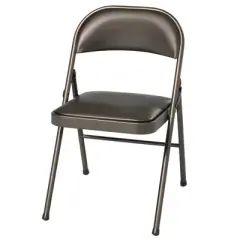 MECO Sudden Comfort Deluxe Cinnabar Vinyl Seat Padded Folding Chair with Steel Frame and Contoured Backrest for Indoor Outdoor Use, (Set of 4)