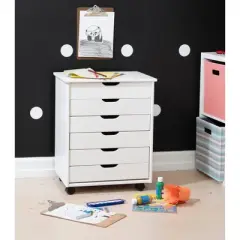 Cary 6 Drawer Wide Roll Cart - Linon
