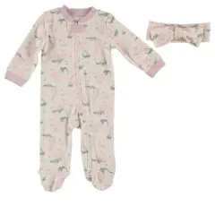 Chick Pea Baby Girl Clothes Footed Pajama Set for Sleep and Play 2 Pack Bunny Pink Rabbit 6-9M