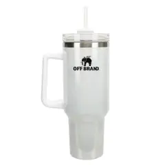 100 North Off Brand Elephant Logo Funny 40 oz. Stainless Steel, Large Water Bottle Coffee Mug, Spill & Leak Resistant, Thermal Travel Tumbler with