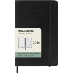 Moleskine 3.5"x5.5" 12 Months 2026 12 Months Weekly Notebook Black Soft