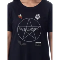 Supernatural Womens' Join The Hunt Pentagram Nightgown Sleep Pajama Shirt Black