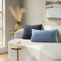 Lumbar Block Print Throw Pillow Blue - Threshold&trade;