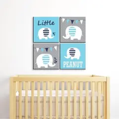 Big Dot of Happiness Blue Baby Elephant - Kids Room, Nursery Decor and Home Decor - 11 x 11 inches Nursery Wall Art - Set of 4 Prints for baby's room
