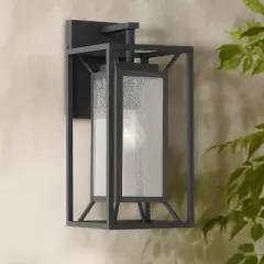 Minka Lavery Modern Outdoor Wall Light Fixture Sand Coal 16 1/2" Clear Seeded Glass for Post Exterior Barn Deck House Porch Patio