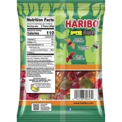 HARIBO Halloween Sour Vampire Bats Gummy Candy - 4oz