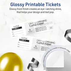 Avery Printable Rectangle Tickets, 1-3/4" x 5-1/2", Glossy White Cardstock, Laser/Inkjet, 500 Total