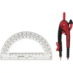 Fiskars 12 in. Pencil Compass with Protractor 3 pc