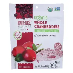 Patience Fruit & Co Organic Whole Dried Cranberries - Case of 8/4 oz