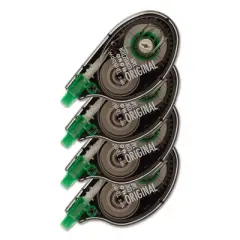 Tombow Mono Correction Tape, Non-Refillable, Gray/Clear Applicator, 0.17" x 394", White Tape, 4/Pack