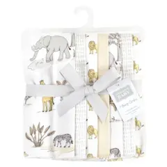Hudson Baby Cotton Flannel Burp Cloths, Neutral Safari World 7-Pack, One Size
