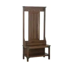 Saint Birch Logan Hall Tree and Shoe Bench, Walnut