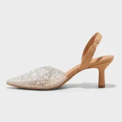 Women's Isabel Embellished Slingback Kitten Heels - A New Day&trade; Clear