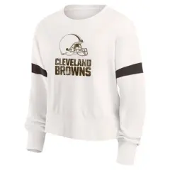 NFL Cleveland Browns Women's Primary Antique Long Sleeve Crew Fleece Sweartshirt