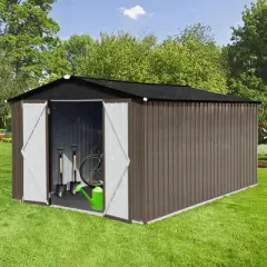 NicBex 10x12 Ft Metal Outdoor Storage Shed with Lockable Doors and Air Vents for Backyard,Garden,Patio