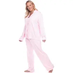 Women's Plus Size Long Sleeve Pajama Set - White Mark