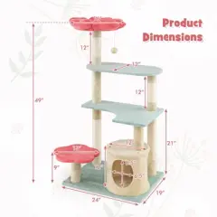 Costway 49" Tall Cat Tree Multi-Level Aesthetic Floral Kitten Tower Indoor Cat Climbing Stand Activity Center