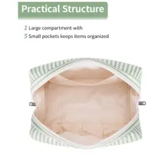 Narwey Striped Makeup Bag Travel Cosmetic Bag Organizer Toiletry Bag