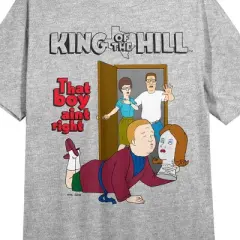 King Of The Hill That Boy Ain't Right Crew Neck Short Sleeve Gray Heather Women's Night Shirt