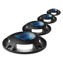 Home Zone Security&reg; Solar-Powered Waterproof Integrated LED Deck Lights, 20 Lumens, 4 Pack in Black