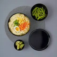 Infuse 4pc Melamine Bowl Set with Lid Black