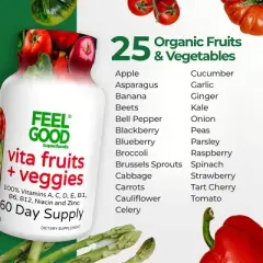 FeelGood Vegan Superfoods Vita Fruits + Veggies Vitamin Capsules - 60ct