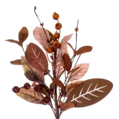 Vickerman 5' Artificial Light Brown Fall Berry and Wood Leaf Garland